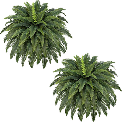 FOREST PRINCE 35" Fake Ferns, 4 Large Artificial Bonston Ferns Bushes Plants with 39 Fronds for Outdoors Garden Patio Porch Entrance Low Maintain Home Decor
