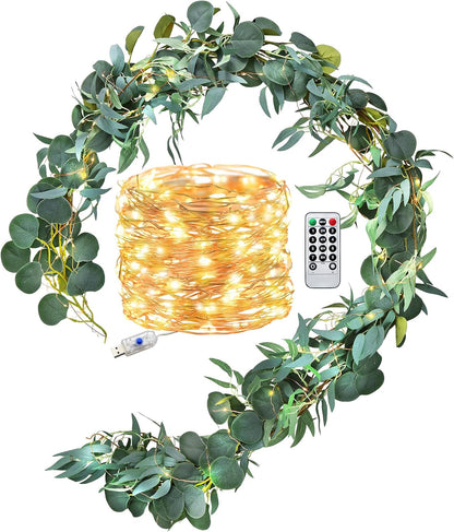 FiveSeasonStuff Artificial Natural Green Willow Garlands, Bendable Greenery Vine Leaves for Wedding Home Decoration (2 Pcs, 11.8 feet)