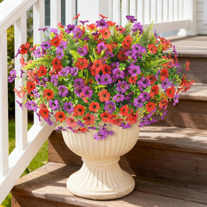Homsunny Artificial Flowers for Outdoors, 12 PCS Faux Silk Flower Spring Decoration, Fake Outdoor Flowers UV Resistant No Fade Artificial Plants for Home Planter Front Porch Garden Patio Yard Decor