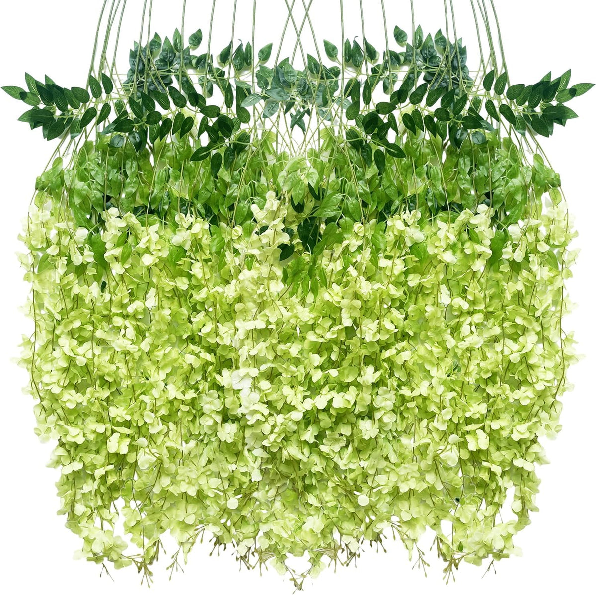 Artificial Wisteria Hanging Flowers-Fake Wisteria Flower Garland Silk Vines Rattan Decor for Home Wedding Arch Wall Garden Greenery Bedroom Outdoor Office Party Decoration (24, Purple)