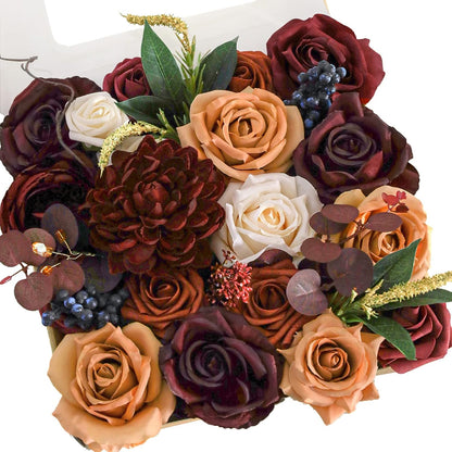Lookein Artificial Flowers for DIY Wedding Decoration Bridal Bouquet Table Centerpieces Flower Garland Arch Flower Decoration Home Decor, Rustic Terracotta