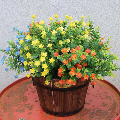 Artificial Flowers for Outdoors, 12 Bundles UV Resistant Realistic Faux Plants for Outside Porch Planter, Spring Summer Home Garden Decoration, Blue