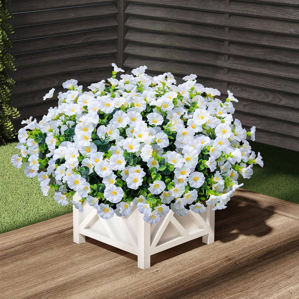 Artificial Outdoor Flowers 16 Bundles Fake Morning Glory Flower Outdoor UV Resistant Plastic Faux Flowers Plants for Decoration Indoor Outdoor Hanging Window Box Planter Home Porch Decor (Fuchsia)
