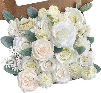 Roses Artificial Flowers Pink Bouquets Box Set for DIY Bridal Wedding Shower Decorations Fake Floral Arrangements for Party Table Centerpieces Home Decor Indoor Outdoor Dusty Blush 19 Pcs