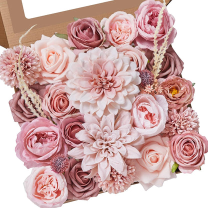 Alecono Artificial Flowers, Yellow Fake Spring Flowers Combo Box with Stems for DIY Wedding Cake, Party Table Centerpieces Home Decor