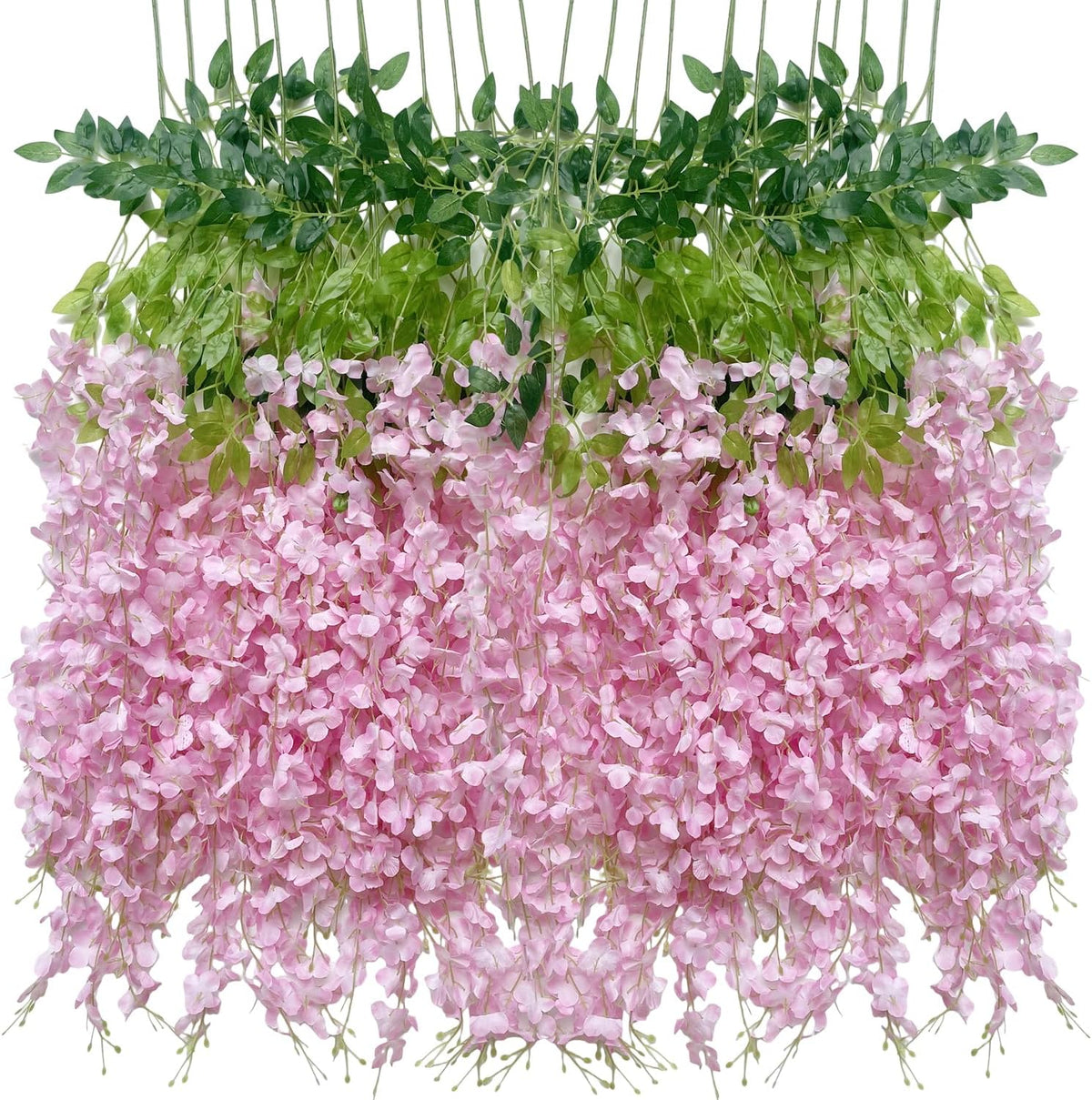 Artificial Wisteria Hanging Flowers-Fake Wisteria Flower Garland Silk Vines Rattan Decor for Home Wedding Arch Wall Garden Greenery Bedroom Outdoor Office Party Decoration (24, Purple)