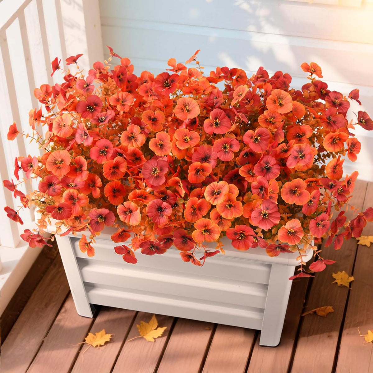 INQCMY Artificial Fake Pansy Flowers for Outdoor, 12 Pcs Faux Silk Pansies Flower for Spring Summer Decoration, UV Resistant Fake Plants for Outside Planter Porch Yard Patio Home Decor(Double Purple)