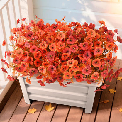 INQCMY Artificial Fake Pansy Flowers for Outdoor, 12 Pcs Faux Silk Pansies Flower for Spring Summer Decoration, UV Resistant Fake Plants for Outside Planter Porch Yard Patio Home Decor(Double Purple)