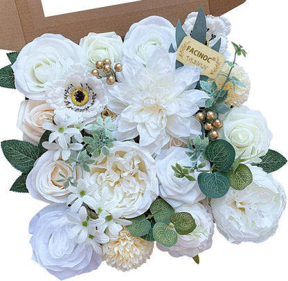 Roses Artificial Flowers Pink Bouquets Box Set for DIY Bridal Wedding Shower Decorations Fake Floral Arrangements for Party Table Centerpieces Home Decor Indoor Outdoor Dusty Blush 19 Pcs