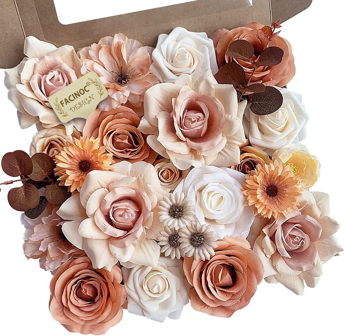 Roses Artificial Flowers Pink Bouquets Box Set for DIY Bridal Wedding Shower Decorations Fake Floral Arrangements for Party Table Centerpieces Home Decor Indoor Outdoor Dusty Blush 19 Pcs
