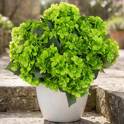Daynight 4 Pcs Hydrangea Artificial Flowers Outdoor Silk Bouquets, UV Resistant Faux Hydrangeas Flowers for Table Vase Centerpieces Outside Party Wedding Baby Shower Home Outdoor Decor (4, White)