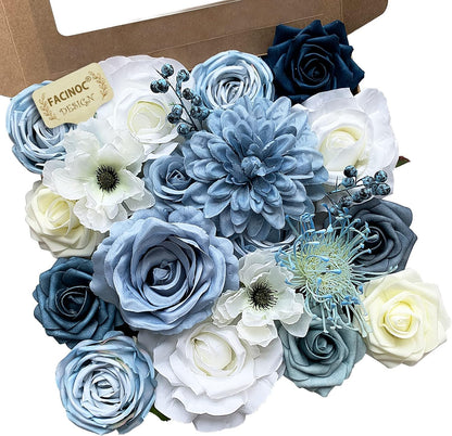 Roses Artificial Flowers Pink Bouquets Box Set for DIY Bridal Wedding Shower Decorations Fake Floral Arrangements for Party Table Centerpieces Home Decor Indoor Outdoor Dusty Blush 19 Pcs