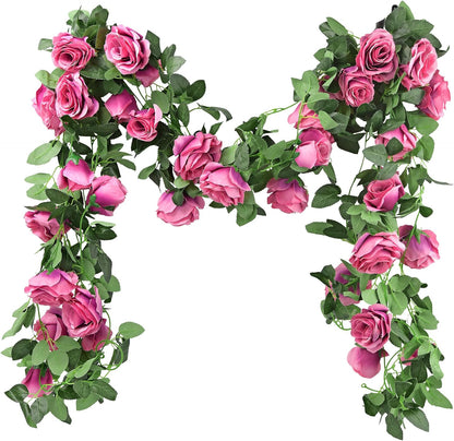 FiveSeasonStuff Artificial Natural Green Willow Garlands, Bendable Greenery Vine Leaves for Wedding Home Decoration (2 Pcs, 11.8 feet)