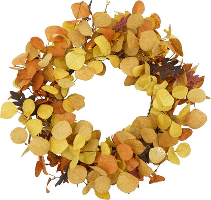 20 inch Spring Summer Wreaths for Front Door Floral Wreath with Colorful Wildflowers, Eucalyptus Leaves, Olive Leaves, Small Berries for Indoor Outdoor Farmhouse Home Wall Window Festival Decoration