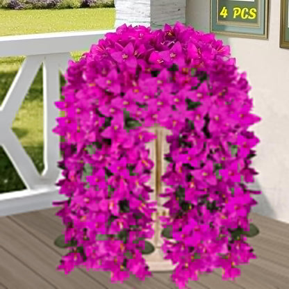 Artificial Bougainvillea Flowers for Outdoor Plant, 2 Pcs Faux Hanging Flowers Bougainvillea for Outside Decoration, Fake Silk UV Resistant Vines for Front Door Porch (Fuchsia)