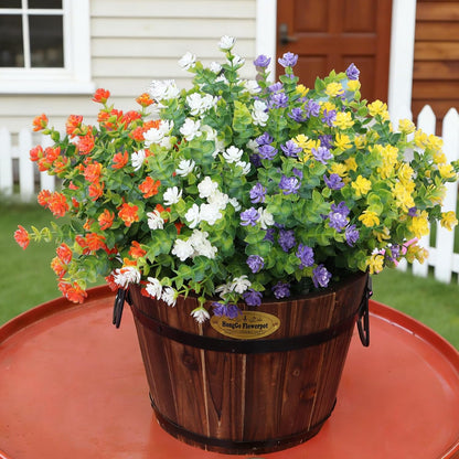 Artificial Flowers for Outdoors, 12 Bundles UV Resistant Realistic Faux Plants for Outside Porch Planter, Spring Summer Home Garden Decoration, Blue