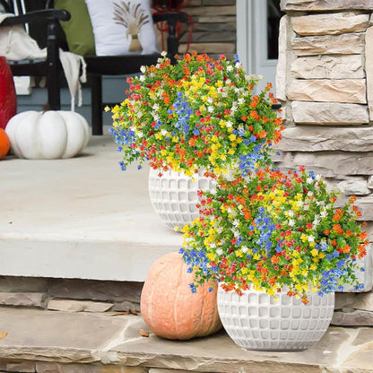 Outdoor Artificial Flowers UV Resistant, 20 Bundles Fake Realistic Floral Greenery Plants for Outside Porch, Window Boxes, Garden, Yard, Inside Home Table Decor, White