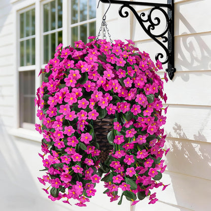 HyeFlora Artificial Fake Hanging Outdoor Flowers Plants Basket, Faux Silk Yellow Daisy Flowers UV Resistant Realistic Hanging Planter Orchid Vines for Outside Porch Patio Home Garden Yard Decoration