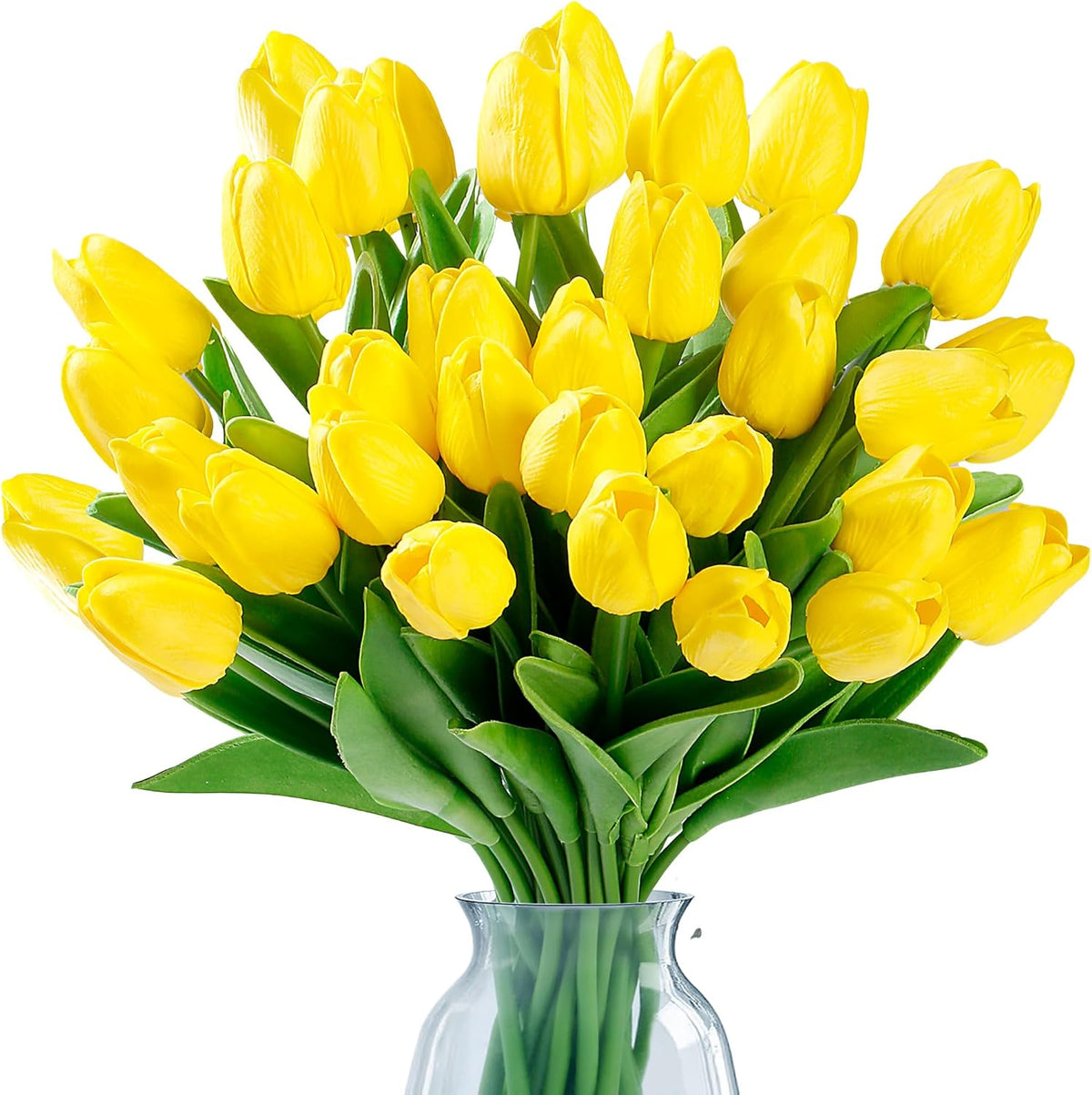 Sggvecsy 30 Pcs Fake Tulips Artificial Flowers Real Touch PU Faux Flowers Tulip Stems for Wedding Spring Bouquet Floral Arrangement Home Office Party Decorations for Mother's Day (Multi Colors)