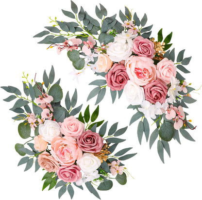 Wedding Arch Decorations 2 Pack - Reusable Artificial Hanging Flowers Floral Swag Greenery Garland for Wedding Welcome Sign Backdrop Bridal Ceremony Reception Backdrop Decoration