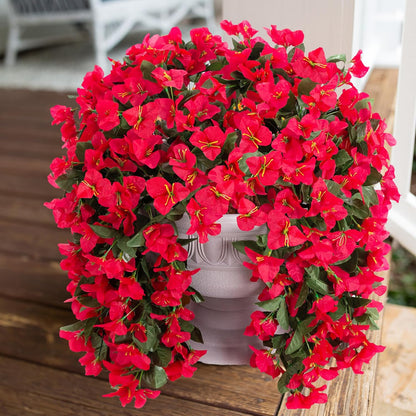 Faux Bougainvillea Artificial Flowers Plants for Outdoors Outside Decoration, 2 Pcs Purple Fake Flowers UV Resistant Look Real Silk Long Trailing Vines for Front Door Porch Planter Urn Patio Garden