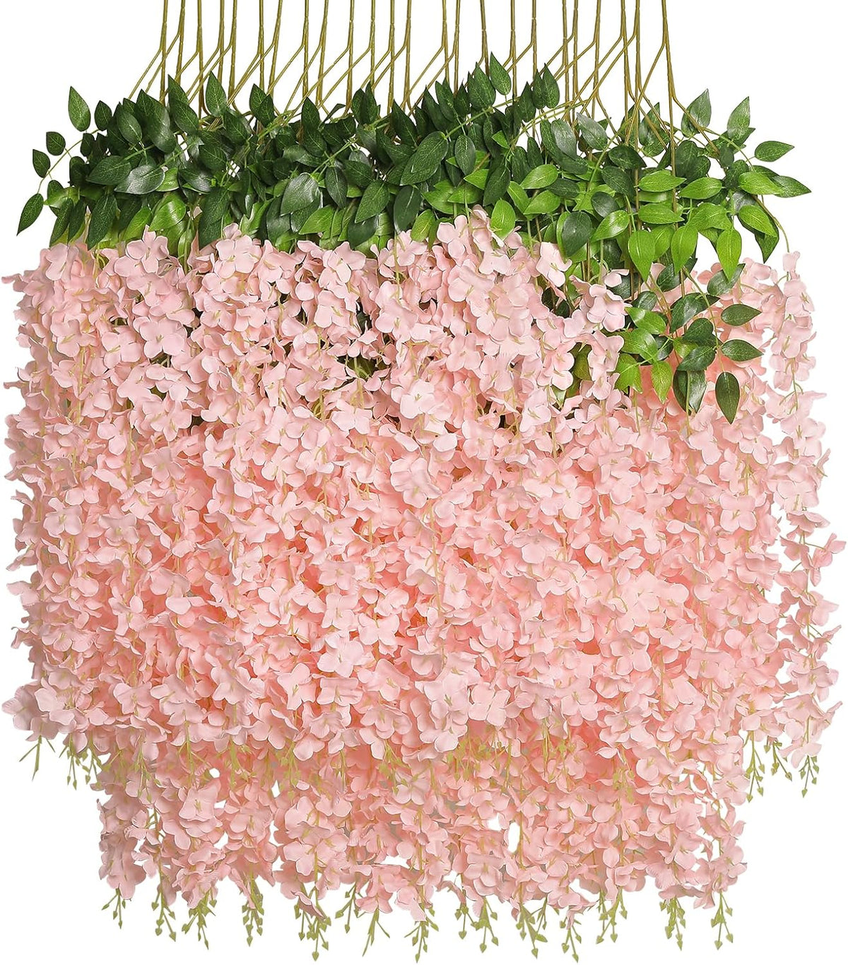 Pauwer Wisteria Hanging Flowers 24 Pack Fake Flower Garland Artificial Wisteria Vines Rattan Silk Flower String Wedding Party Wall Decorations, White