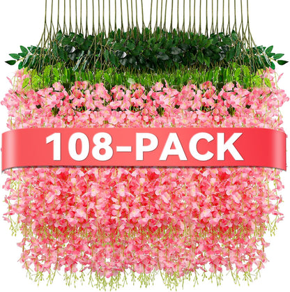 Wisteria Hanging Flowers, Fake Hanging Flowers, Wisteria artificiales Garland for Home Wedding Arch Floral Party Garden Ceremony Outdoor Decor, 3.6 feet Long (12, Purple)