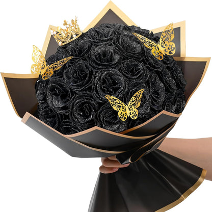 Classic Waipfaru Black Glitter Roses Home Decor Kit