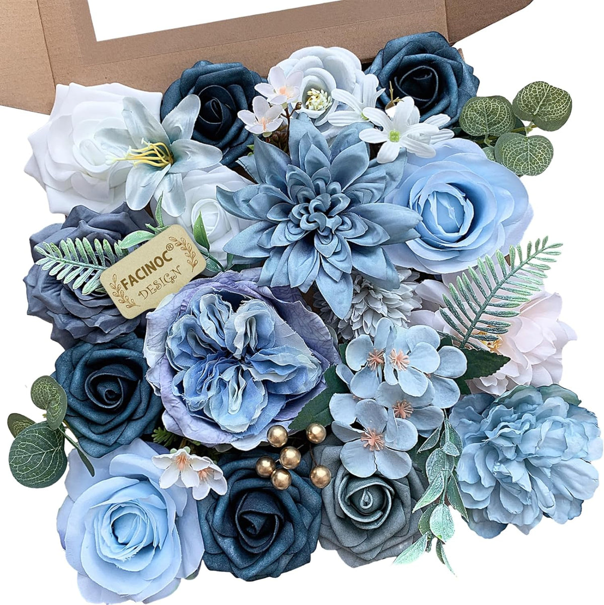 Roses Artificial Flowers Pink Bouquets Box Set for DIY Bridal Wedding Shower Decorations Fake Floral Arrangements for Party Table Centerpieces Home Decor Indoor Outdoor Dusty Blush 19 Pcs