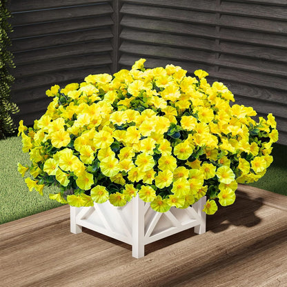 Artificial Outdoor Flowers 16 Bundles Fake Morning Glory Flower Outdoor UV Resistant Plastic Faux Flowers Plants for Decoration Indoor Outdoor Hanging Window Box Planter Home Porch Decor (Fuchsia)