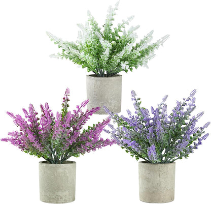 3 Pack Life-Like Potted Fake Plant, Artificial Plants Indoor, Artificial Frost-Hung Green Plants, Eco-Friendly Gray Pot, No Need for Maintenance，Ideal Decor for Home and Office