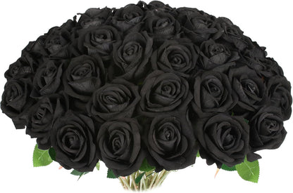 50 PCS Fake Pink Roses, Artificial Flowers Bulk Realistic Silk Faux Rose with Stems for Wedding Decoration Bridal Bouquet Birthday Celebrations DIY Floral Arrangement Home Decor