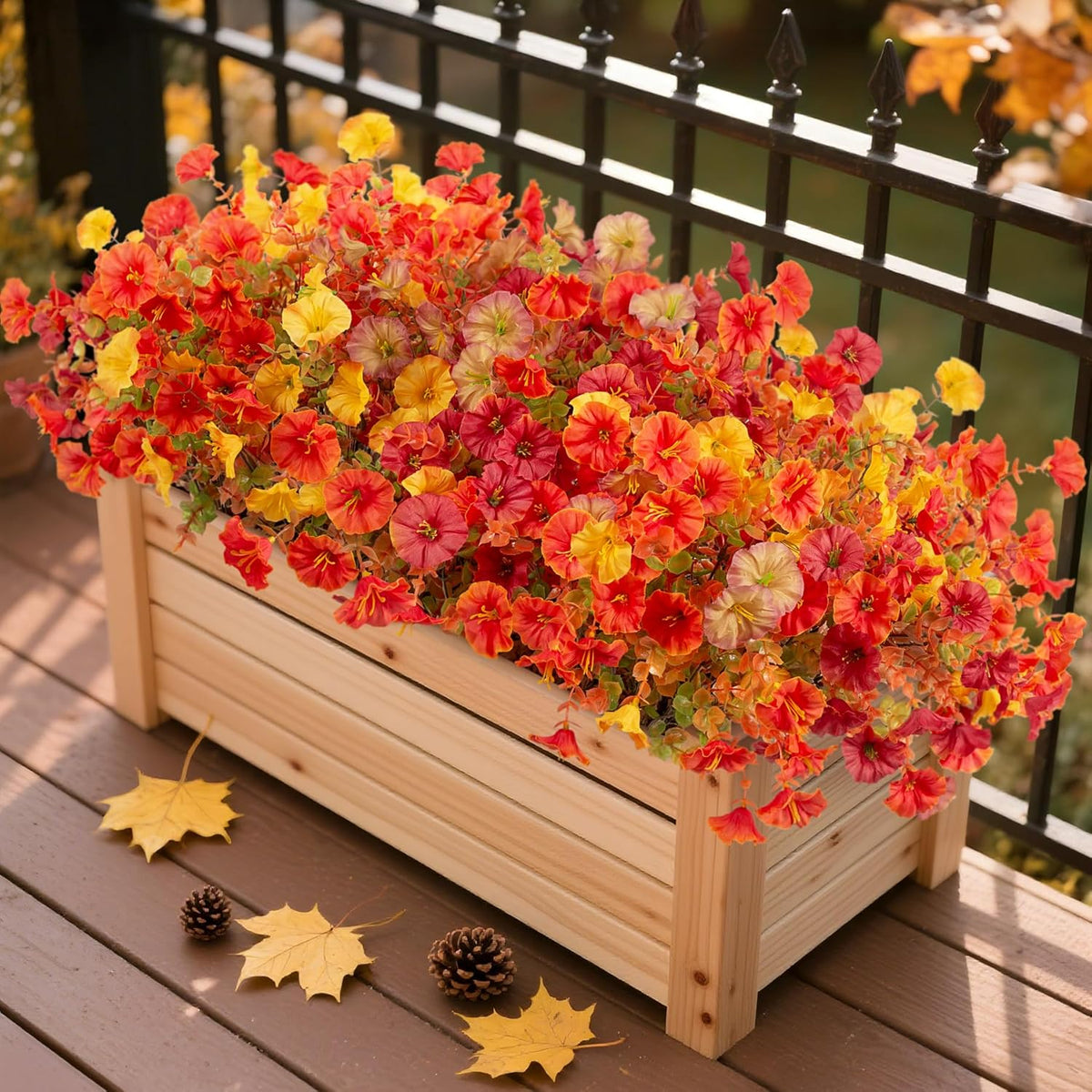12 Bundles Morning Glory Artificial Flowers for Outdoor Decoration UV Resistant Fake Plastic Plants Artificial Greenery for Indoor Outdoor Garden Patio Window Box Home Decor