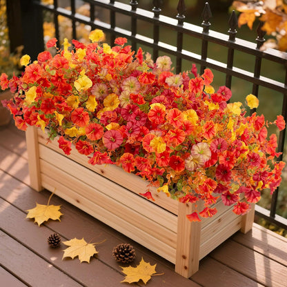 12 Bundles Morning Glory Artificial Flowers for Outdoor Decoration UV Resistant Fake Plastic Plants Artificial Greenery for Indoor Outdoor Garden Patio Window Box Home Decor
