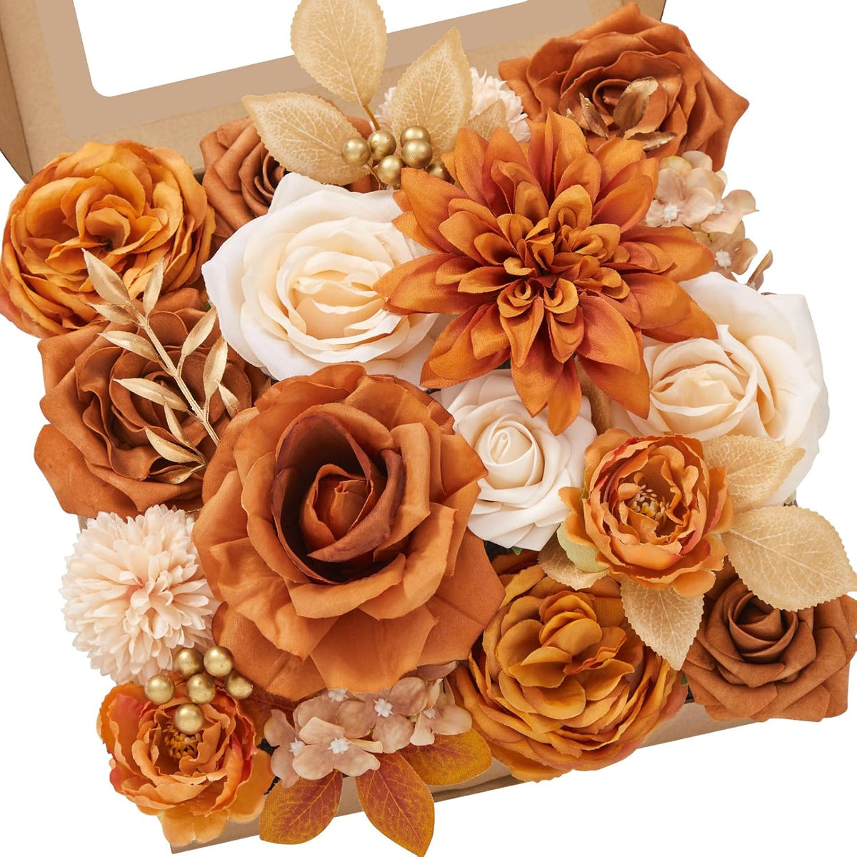 Alecono Artificial Flowers, Yellow Fake Spring Flowers Combo Box with Stems for DIY Wedding Cake, Party Table Centerpieces Home Decor