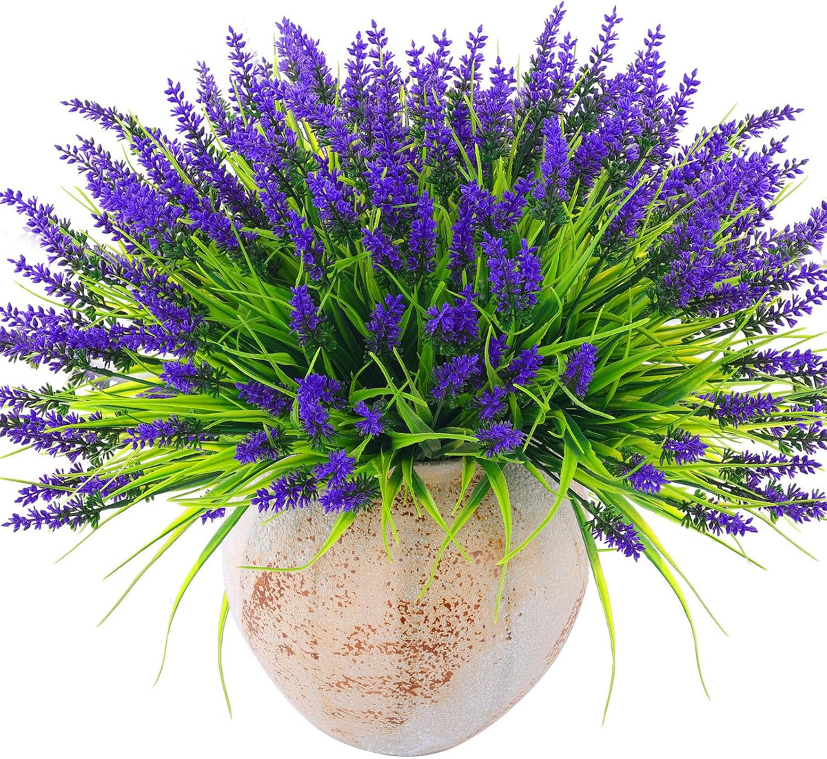 22 Pcs Artificial Outdoor Flowers UV Resistant Lavender Fake Greenery Plants Grass with Purple Flowers for Pot Decor for Window Garden Patio Hanging Planter Pathway Front Porch (22, Purple)