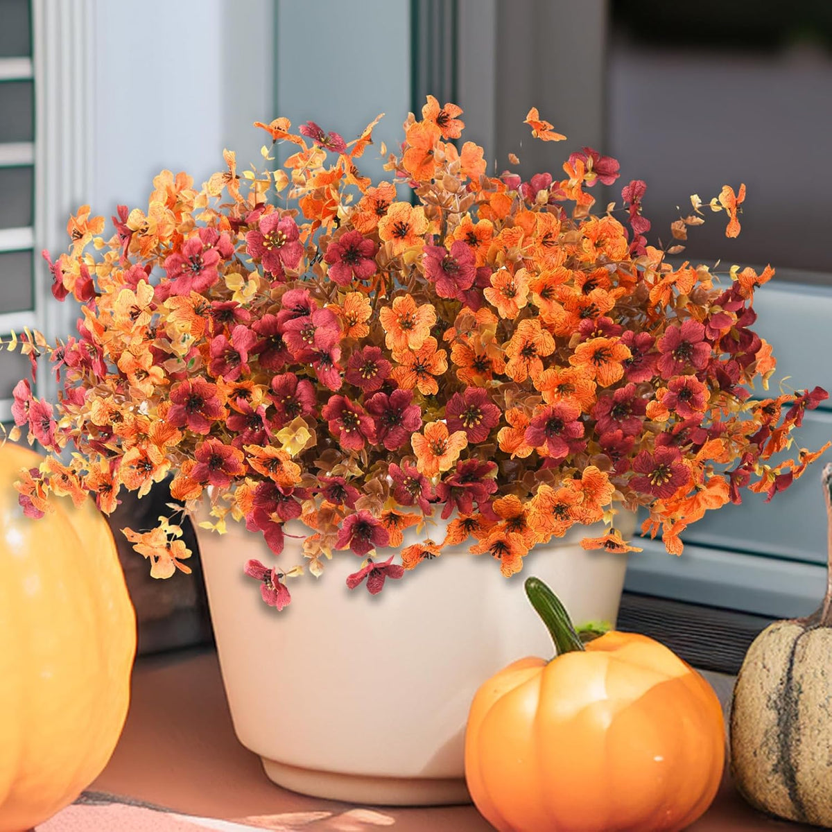 INQCMY Artificial Flowers for Outdoors Faux Plants Outdoor Fake Flowers Spring Decoration, 12 Bundles Faux Silk Colorful Daisy Realistic UV Resistant for Outside Home Planter Window Porch Patio Yard