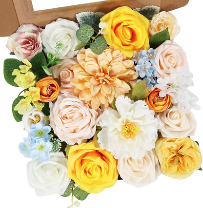 Artificial Flowers Combo Pink Roses with Stems Bouquets Box Set Bridal Wedding Shower Decorations Fake Floral for Party Table Centerpieces Home Decor