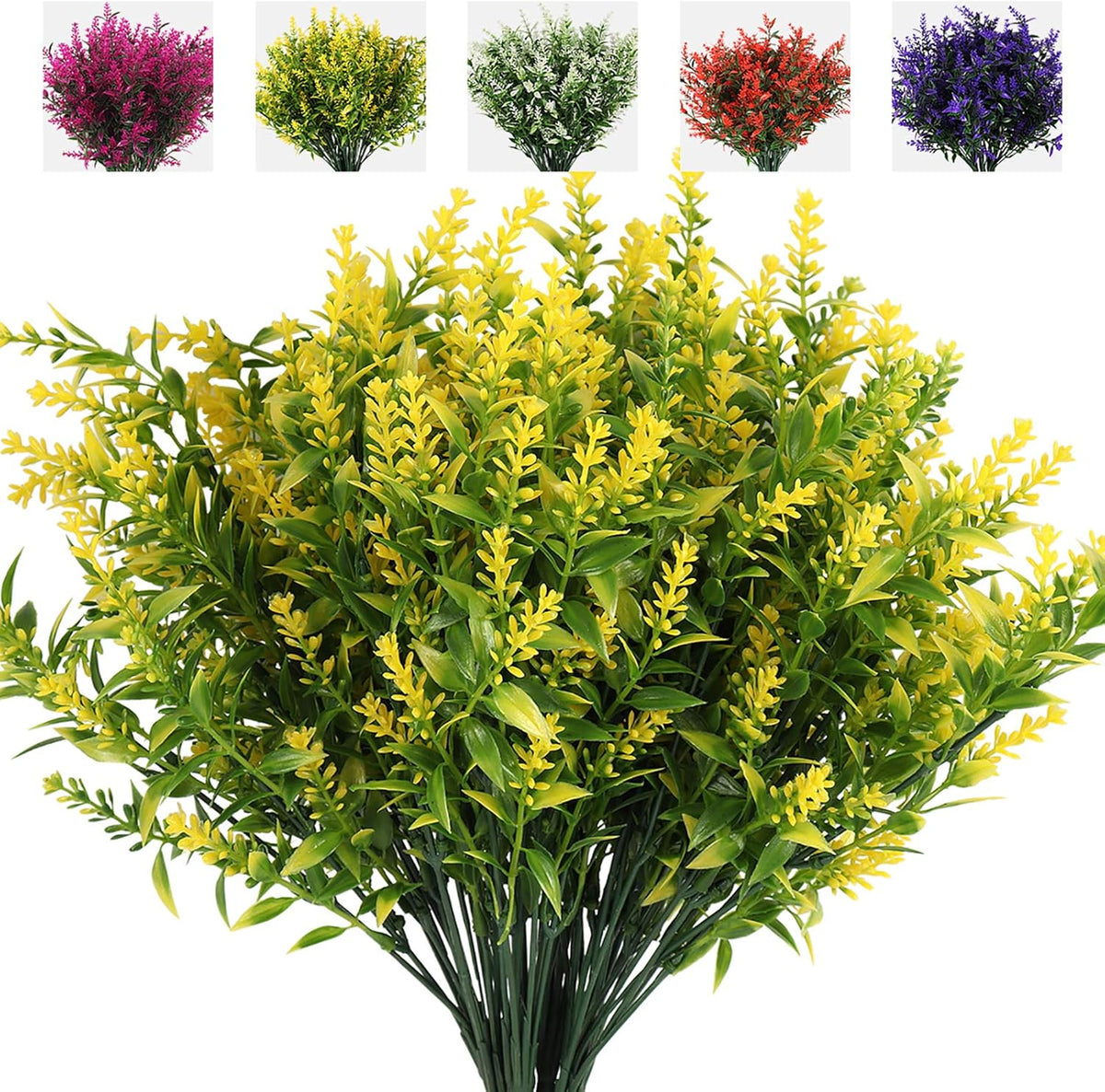 Outdoor Artificial Plant UV Resistant Fake Stems Plants, Faux Plastic Greenery for Indoor and Outdoor Hanging Plants Garden Porch Window Box Home Wedding Farmhouse Outdoor Decorations for Patio (Fuchsia)