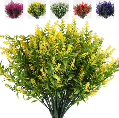 Outdoor Artificial Plant UV Resistant Fake Stems Plants, Faux Plastic Greenery for Indoor and Outdoor Hanging Plants Garden Porch Window Box Home Wedding Farmhouse Outdoor Decorations for Patio (Fuchsia)