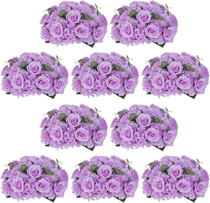 NUPTIO Artificial Flower Centrepieces for Tables - 2 Pcs Large Fake Flowers Roses Balls 15.7 inch Diam - Royal Blue Silk Faux Rose Arrangement Bouquet for Wedding Party Centerpiece Table Decorations