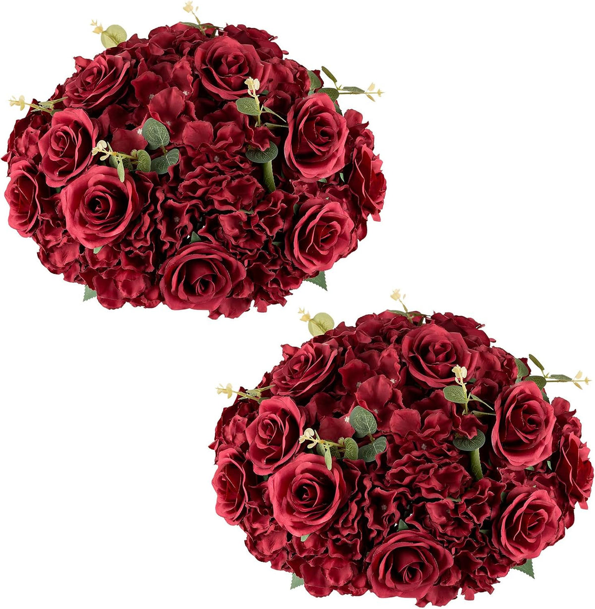 NUPTIO Artificial Flower Centrepieces for Tables - 2 Pcs Large Fake Flowers Roses Balls 15.7 inch Diam - Royal Blue Silk Faux Rose Arrangement Bouquet for Wedding Party Centerpiece Table Decorations
