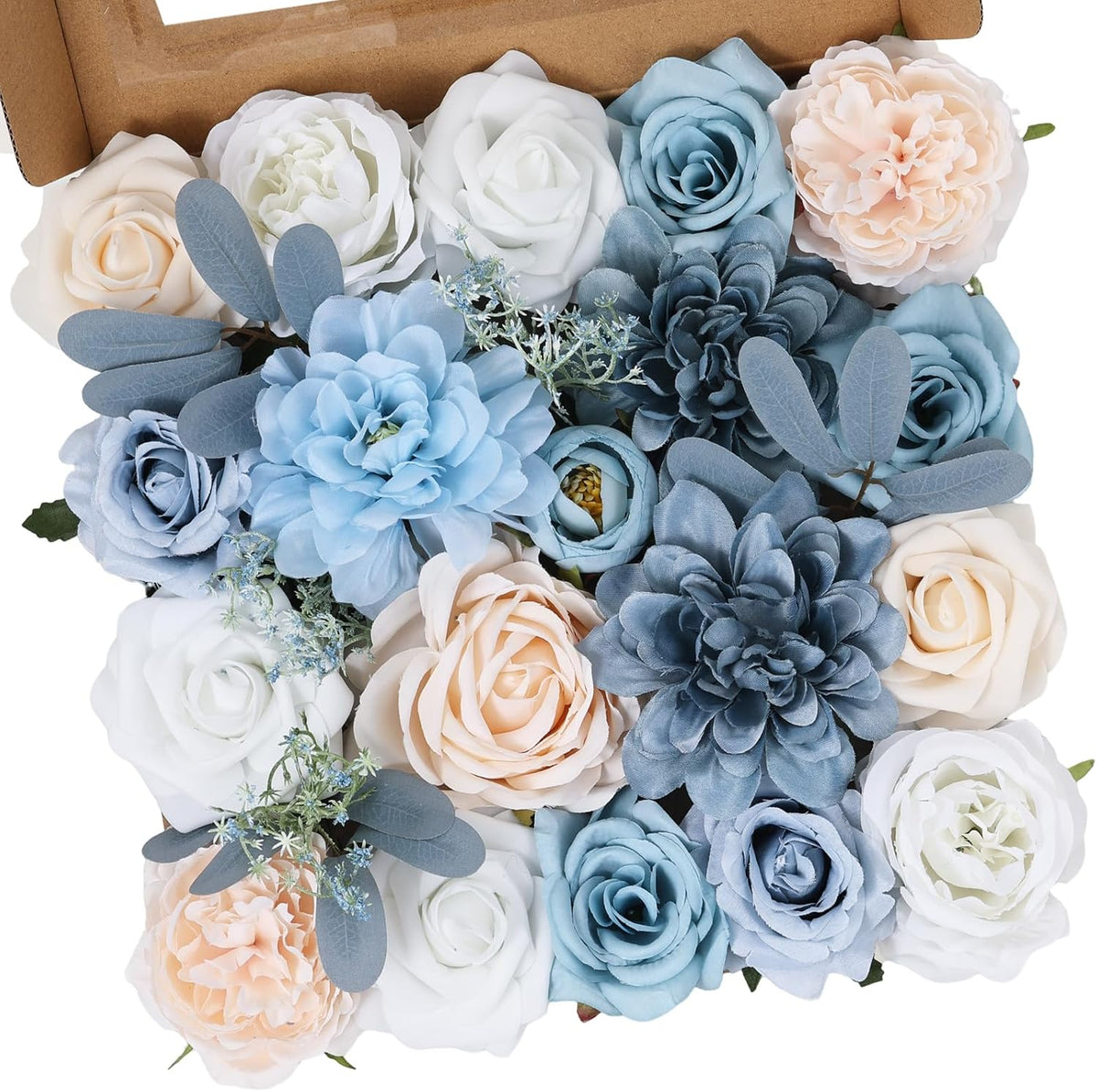 Artificial Flowers Combo Pink Roses with Stems Bouquets Box Set Bridal Wedding Shower Decorations Fake Floral for Party Table Centerpieces Home Decor