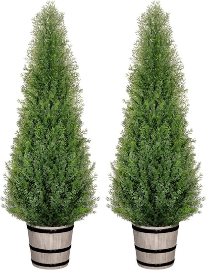 3FT UV-Resistant Artificial Triple Ball Boxwood Topiary Set of 2, All-Weather Outdoor & Indoor Decor for Garden, Porch, Entryway