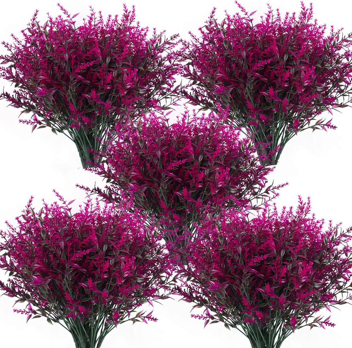 Outdoor Artificial Plant UV Resistant Fake Stems Plants, Faux Plastic Greenery for Indoor and Outdoor Hanging Plants Garden Porch Window Box Home Wedding Farmhouse Outdoor Decorations for Patio (Fuchsia)