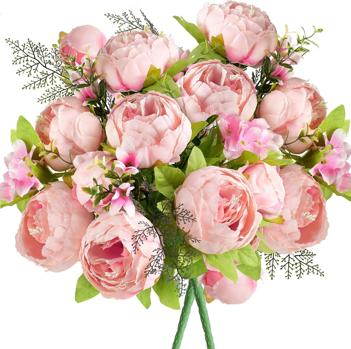 FiveSeasonStuff Artificial Peonies Bouquet – Set of 2 Whimsical Lavender Bliss Silk Flowers, Purple and White Blooms, Multiple Stems per Main Stem, for Weddings, Home Decor, DIY Floral Arrangements