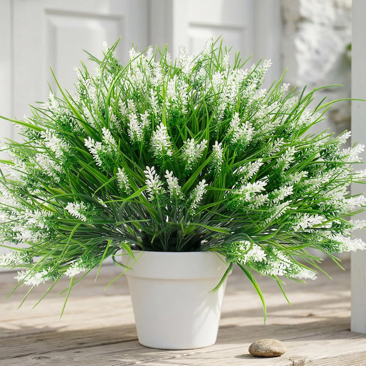 22 Pcs Artificial Outdoor Flowers UV Resistant Lavender Fake Greenery Plants Grass with Purple Flowers for Pot Decor for Window Garden Patio Hanging Planter Pathway Front Porch (22, Purple)