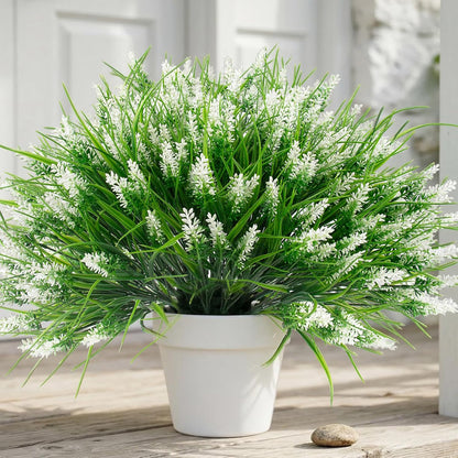 22 Pcs Artificial Outdoor Flowers UV Resistant Lavender Fake Greenery Plants Grass with Purple Flowers for Pot Decor for Window Garden Patio Hanging Planter Pathway Front Porch (22, Purple)