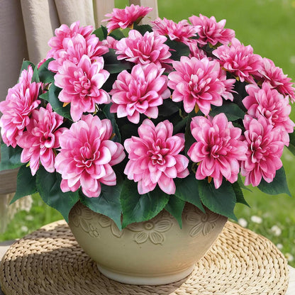 VIERENA 16 Bundles Artificial Dahlia Flowers for Outdoors Spring Summer Decor, No Fade Silk Flower Faux Dahlias Plant Arrangement for Home Garden Balcony Farmhouse（Mixed Color）