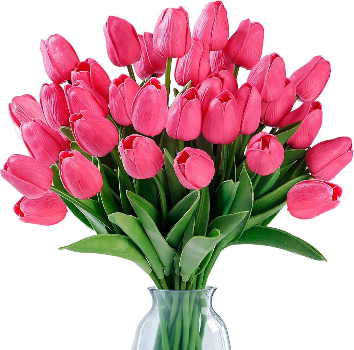 Sggvecsy 30 Pcs Fake Tulips Artificial Flowers Real Touch PU Faux Flowers Tulip Stems for Wedding Spring Bouquet Floral Arrangement Home Office Party Decorations for Mother's Day (Multi Colors)